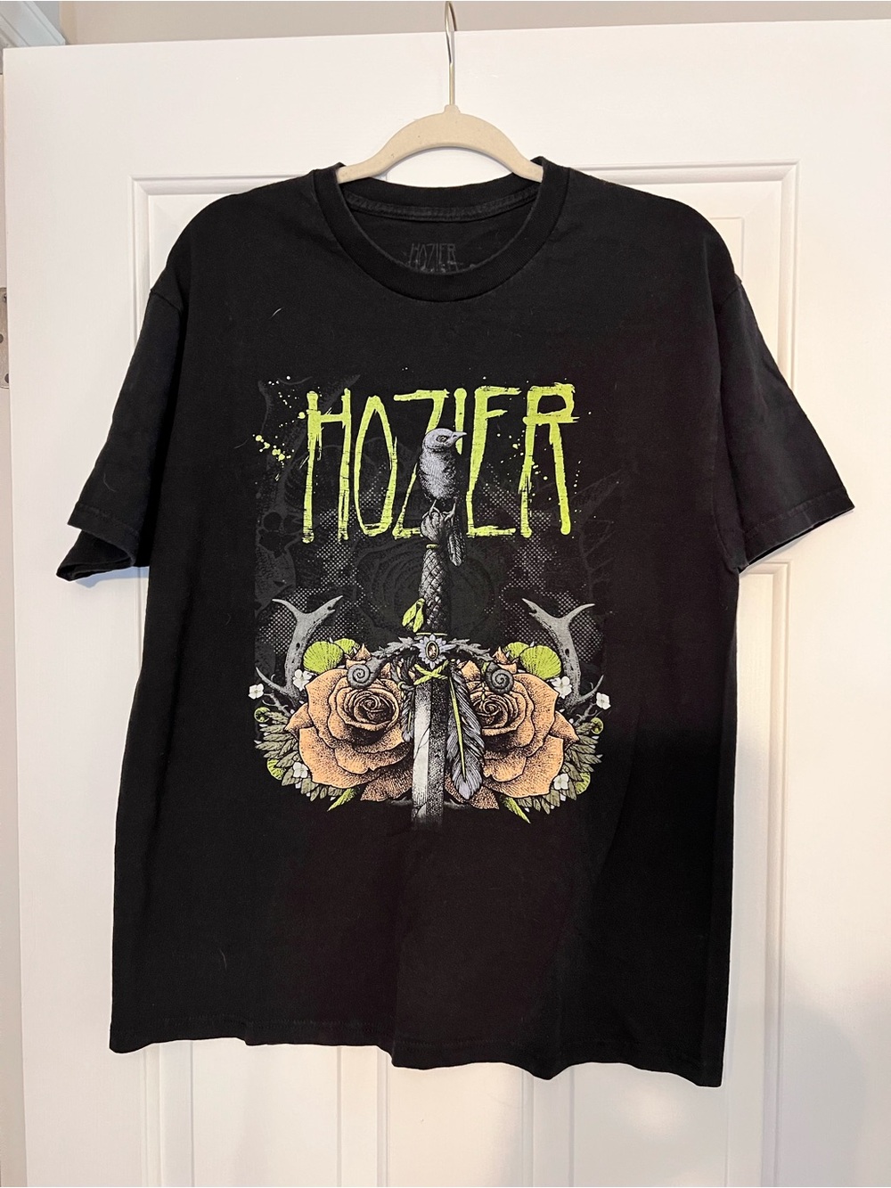 mine Black Hozier Band Tee with Yellow-Green Logo